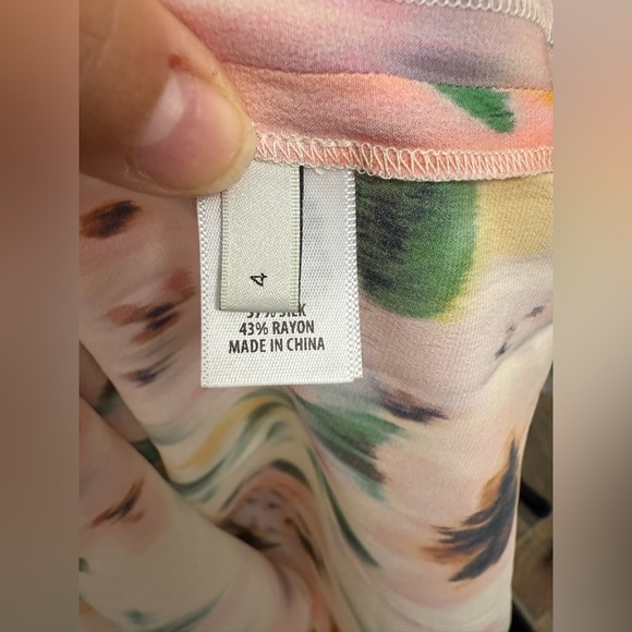 NWT St. John Womens Floral Print Silk Mini Dress 4 Ecru/Peach Multi Designer - Picture 6 of 12